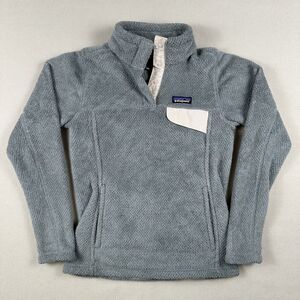 Patagonia Retool Snap T Fleece Sweatshirt Womens XS Gray Cream Polartec Pullover